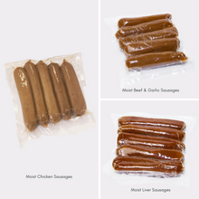 Load image into Gallery viewer, Gourmet Moist Sausages (All Flavours -1 packet, 10 packets &amp; 30 packets)
